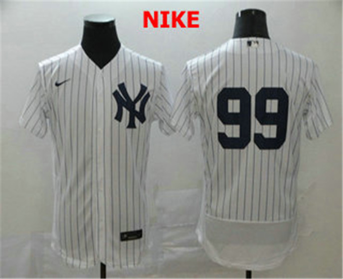 2020 New York Yankees #99 Aaron Judge White Home No Name Stitched MLB Flex Base Nike Jersey