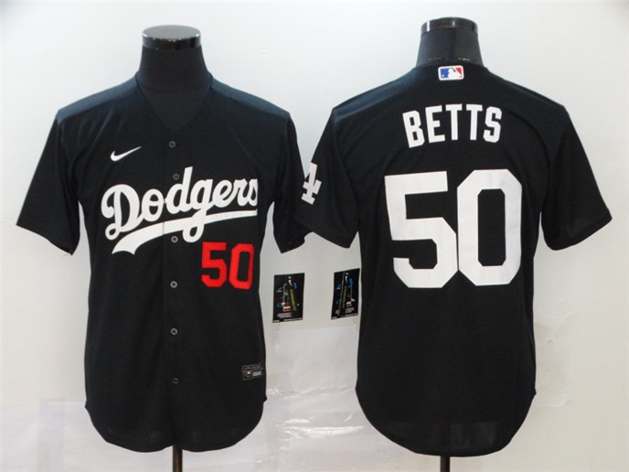 2020 Los Angeles Dodgers #50 Mookie Betts Black Stitched MLB Cool Base Nike Jersey