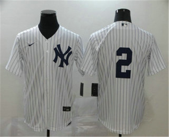 2020 New York Yankees #2 Derek Jeter White No Name Stitched MLB Cool Base Nike Jersey