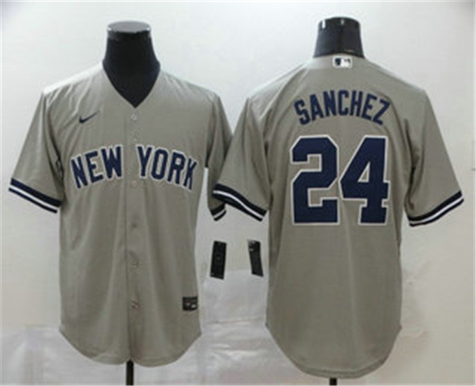 2020 New York Yankees #24 Gary Sanchez Gray Stitched MLB Cool Base Nike Jersey