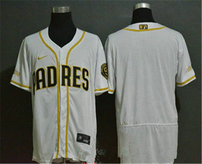 2020 San Diego Padres Blank White Golden Stitched MLB Flex Base Nike Jersey