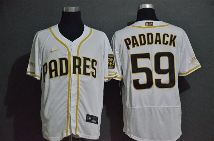 2020 San Diego Padres #59 Chris Paddack White With Gold Stitched MLB Flex Base Nike Jersey