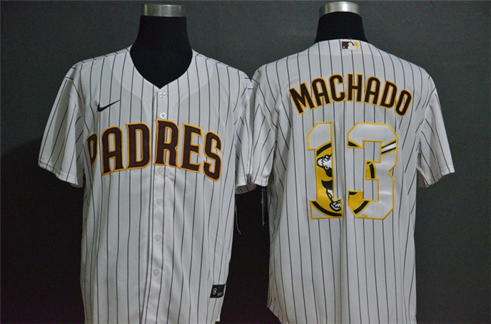 2020 San Diego Padres #13 Manny Machado White Team Logo Stitched MLB Cool Base Nike Jersey