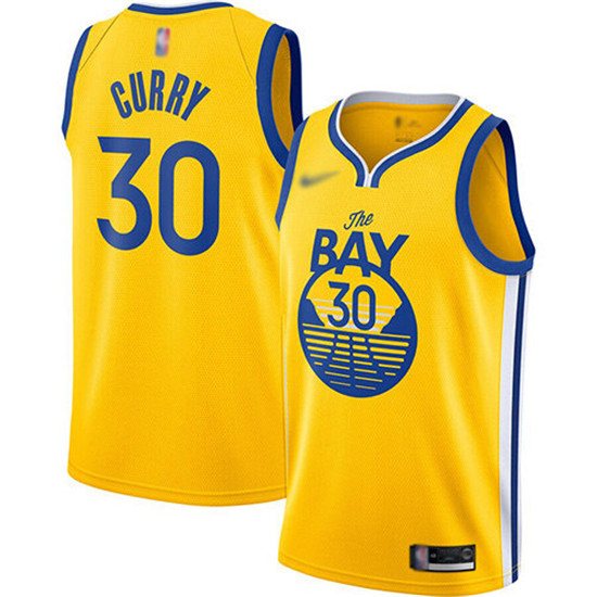 2020 Warriors #30 Stephen Curry Gold Basketball Swingman Statement Edition 2019-Jersey