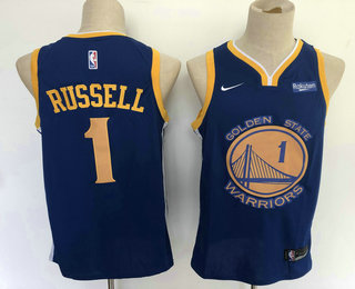 2020 Men's Golden State Warriors #1 D'Angelo Russell Blue 2019 Nike Swingman NEW Rakuten Logo Stitch