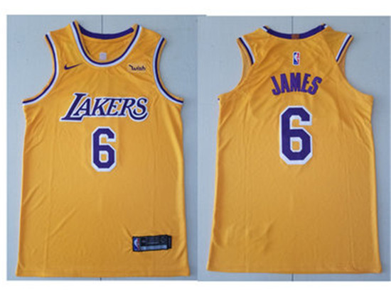 2020 Nike Los Angeles Lakers #6 LeBron James Gold NBA Swingman Icon Edition Jersey