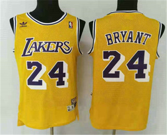 2020 Men's Los Angeles Lakers #24 Kobe Bryant Yellow Hardwood Classics Soul Swingman Throwback Jerse