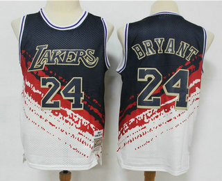 2020 Men's Los Angeles Lakers #24 Kobe Bryant White With Black Independence Day 1997-98 Hardwood Cla