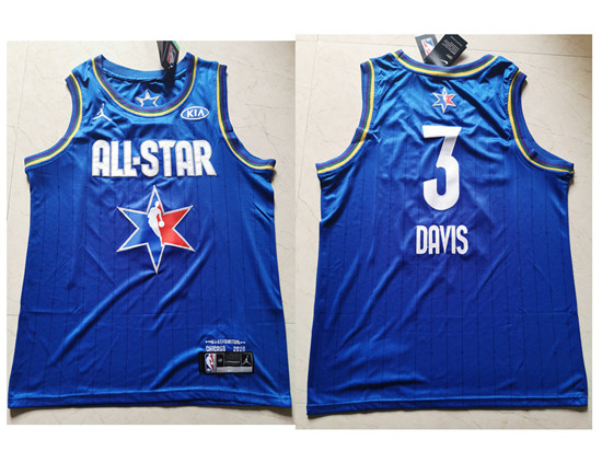 2020 Men's Los Angeles Lakers #3 Anthony Davis Blue Jordan Brand All-Star Game Swingman Stitched NBA