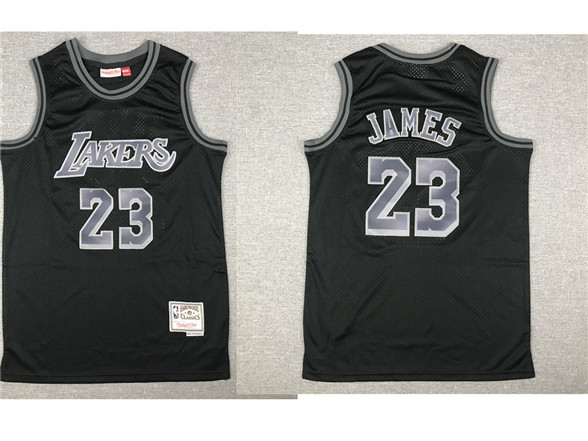 2020 Los Angeles Lakers #23 LeBron James Black With Silver Hardwood Classics Soul Swingman Throwback