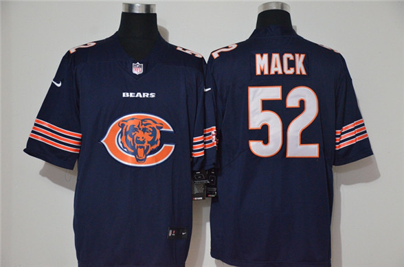 2020 Chicago Bears #52 Khalil Mack Navy Blue Big Logo Vapor Untouchable Stitched NFL Nike Fashion Li