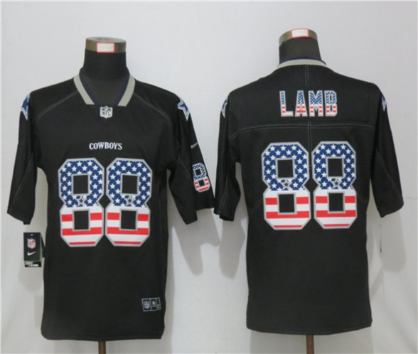 2020 Dallas Cowboys #88 CeeDee Lamb USA Flag Fashion Black Color Rush Stitched Nike Limited Jersey