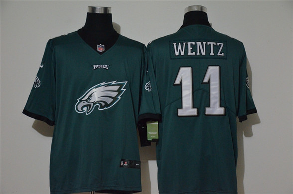 2020 Philadelphia Eagles #11 Carson Wentz Midnight Green Big Logo Vapor Untouchable Stitched NFL Nik