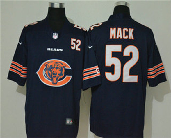 2020 Chicago Bears #52 Khalil Mack Navy Blue Big Logo Number Vapor Untouchable Stitched NFL Nike Fas