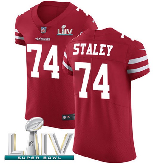 2020 Nike 49ers #74 Joe Staley Red Super Bowl LIV Team Color Men's Stitched NFL Vapor Untouchable El