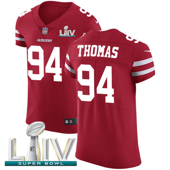 2020 Nike 49ers #94 Solomon Thomas Red Super Bowl LIV Team Color Men's Stitched NFL Vapor Untouchabl