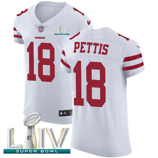 2020 Nike 49ers #18 Dante Pettis White Super Bowl LIV Men's Stitched NFL Vapor Untouchable Elite Jer