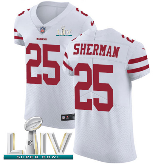 2020 Nike 49ers #25 Richard Sherman White Super Bowl LIV Men's Stitched NFL Vapor Untouchable Elite