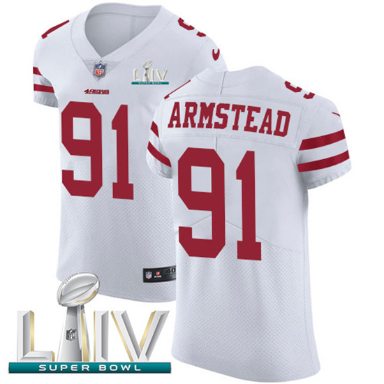 2020 Nike 49ers #91 Arik Armstead White Super Bowl LIV Men's Stitched NFL Vapor Untouchable Elite Je