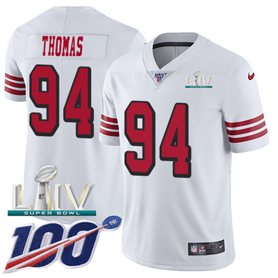 2020 Nike 49ers #94 Solomon Thomas White Super Bowl LIV Rush Men's Stitched NFL Limited 100th Season