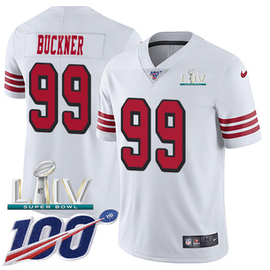 2020 Nike 49ers #99 DeForest Buckner White Super Bowl LIV Rush Men's Stitched NFL Limited 100th Seas