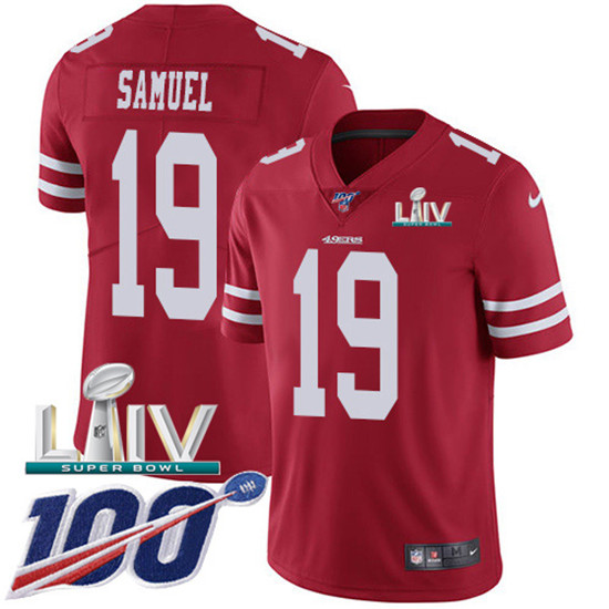 2020 Nike 49ers #19 Deebo Samuel Red Super Bowl LIV Team Color Men's Stitched NFL 100th Season Vapor