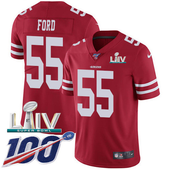 2020 Nike 49ers #55 Dee Ford Red Super Bowl LIV Team Color Men's Stitched NFL 100th Season Vapor Lim