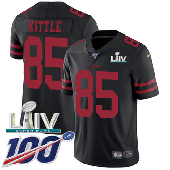 2020 Nike 49ers #85 George Kittle Black Super Bowl LIV Alternate Men's Stitched NFL 100th Season Vap