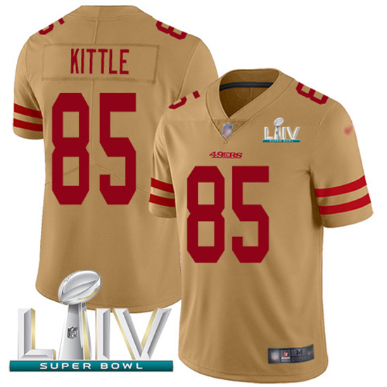 2020 Nike 49ers #85 George Kittle Gold Super Bowl LIV Men's Stitched NFL Limited Inverted Legend Jer