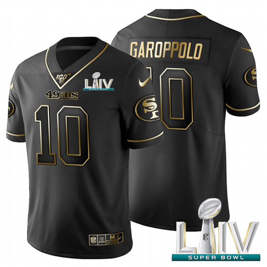2020 San Francisco 49ers #10 Jimmy Garoppolo Men's Nike Black Golden Super Bowl LIV Limited NFL 100