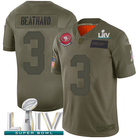 2020 Nike 49ers #3 C.J. Beathard Camo Super Bowl LIV Men's Stitched NFL Limited 2019 Salute To Servi