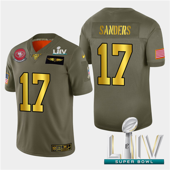 2020 Nike 49ers #17 Emmanuel Sanders Men's Olive Gold Super Bowl LIV 2019 Salute to Service NFL 100