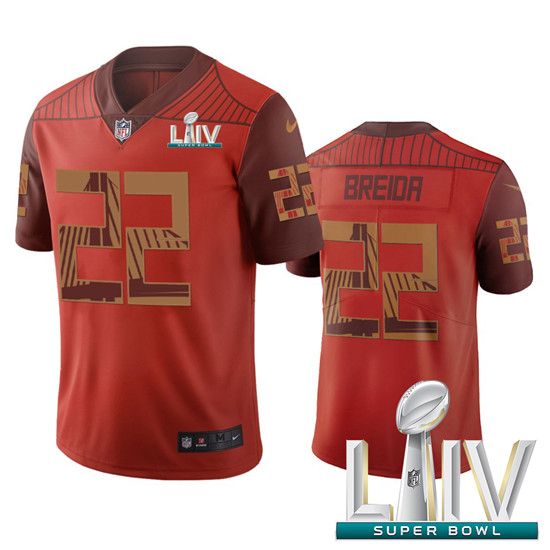 2020 San Francisco 49ers #22 Matt Breida Orange Super Bowl LIV Vapor Limited City Edition NFL Jersey