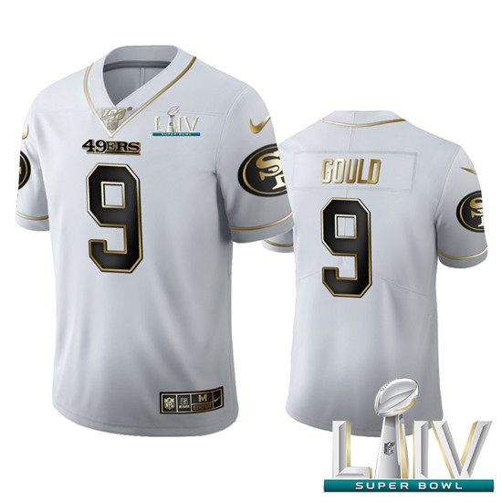 2020 San Francisco 49ers #9 Robbie Gould Men's Nike White Golden Super Bowl LIV Edition Vapor Limite