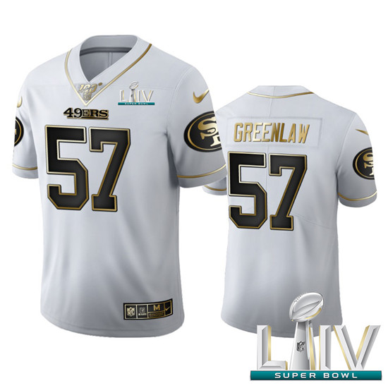 2020 San Francisco 49ers #57 Dre Greenlaw Men's Nike White Golden Super Bowl LIV Edition Vapor Limit