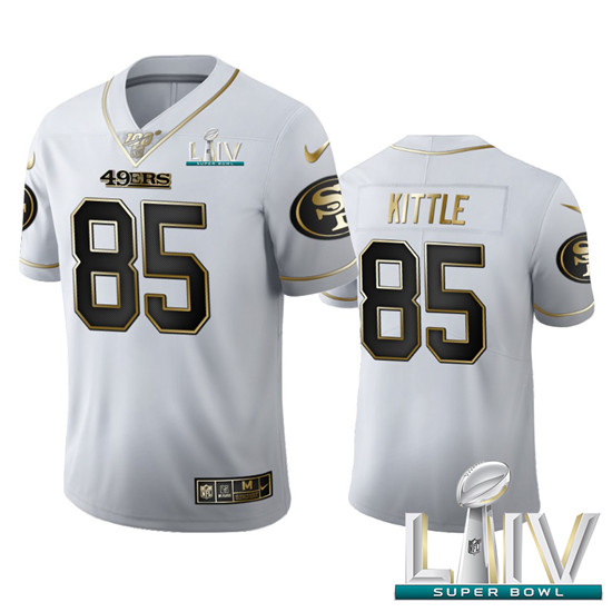 2020 San Francisco 49ers #85 George Kittle Men's Nike White Golden Super Bowl LIV Edition Vapor Limi