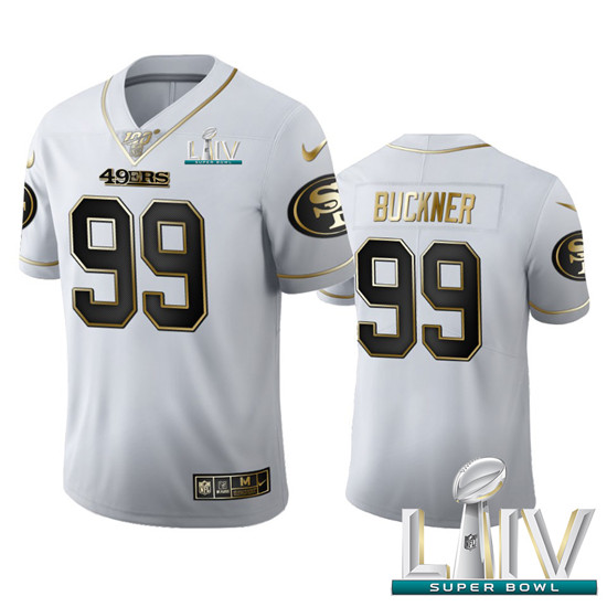 2020 San Francisco 49ers #99 DeForest Buckner Men's Nike White Golden Super Bowl LIV Edition Vapor L