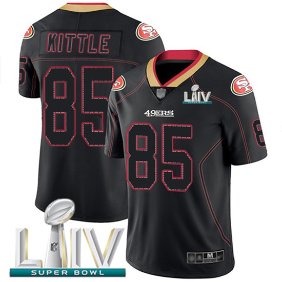 2020 Nike 49ers #85 George Kittle Lights Out Black Super Bowl LIV Men's Stitched NFL Limited Rush Je