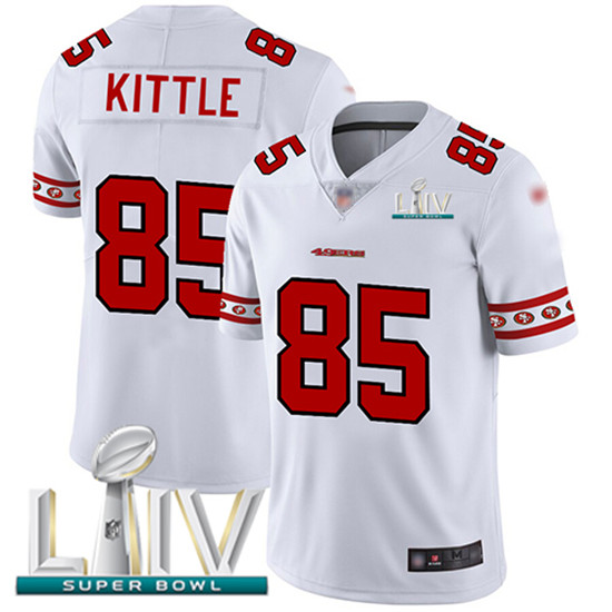 2020 Nike 49ers #85 George Kittle White Super Bowl LIV Men's Stitched NFL Limited Team Logo Fashion