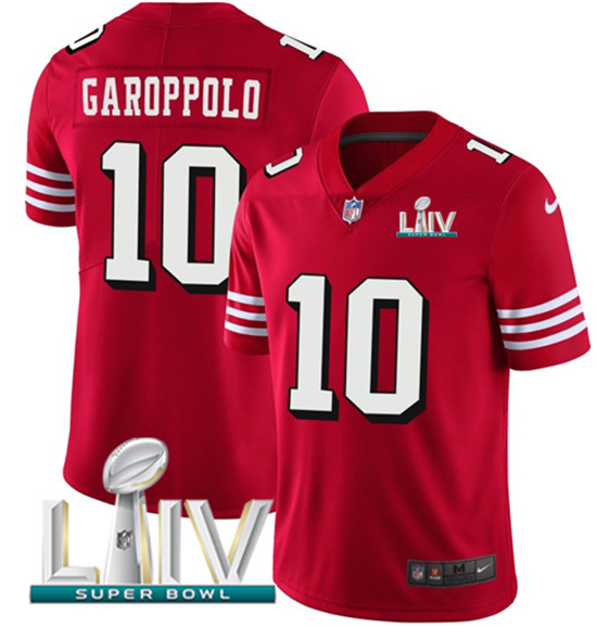 2020 Nike 49ers #10 Jimmy Garoppolo Red Super Bowl LIV Team Color Men's Stitched NFL Vapor Untouchab