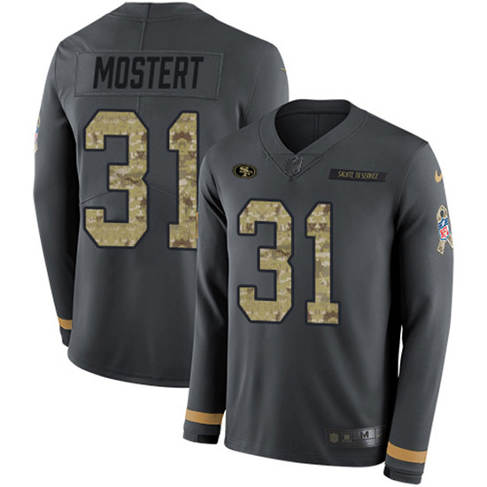 2020 Nike 49ers #31 Raheem Mostert Anthracite Salute to Service Men's Stitched NFL Limited Therma Lo