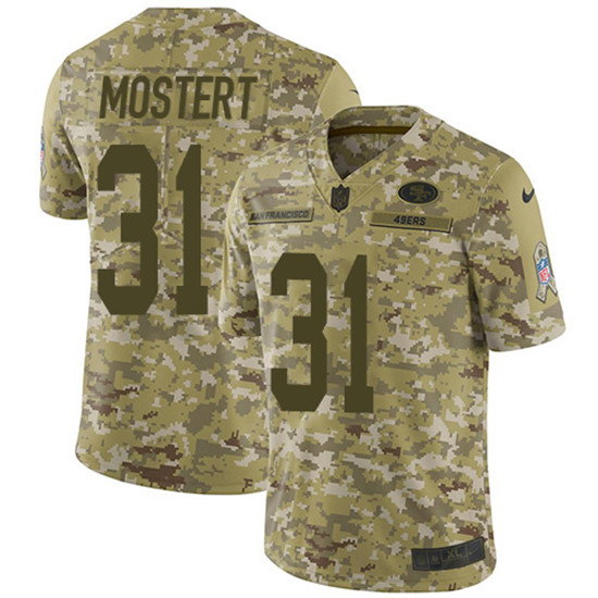 2020 Nike 49ers #31 Raheem Mostert Camo Men's Stitched NFL Limited 2018 Salute To Service Jersey