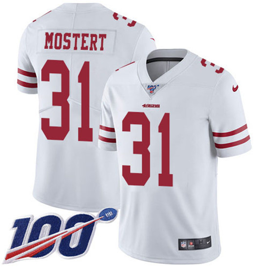 2020 Nike 49ers #31 Raheem Mostert White Men's Stitched NFL 100th Season Vapor Untouchable Limited J