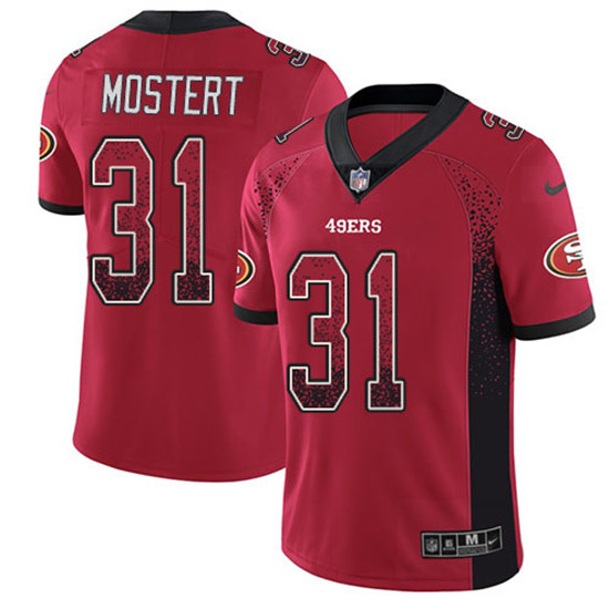 2020 Nike 49ers #31 Raheem Mostert Red Team Color Men's Stitched NFL Limited Rush Drift Fashion Jers