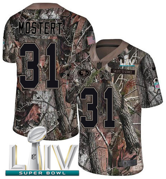 2020 Nike 49ers #31 Raheem Mostert Camo Super Bowl LIV Men's Stitched NFL Limited Rush Realtree Jers