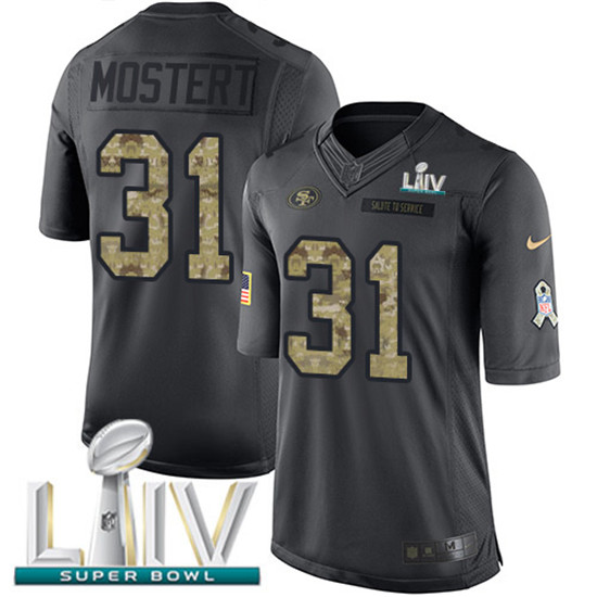 2020 Nike 49ers #31 Raheem Mostert Black Super Bowl LIV Men's Stitched NFL Limited 2016 Salute to Se