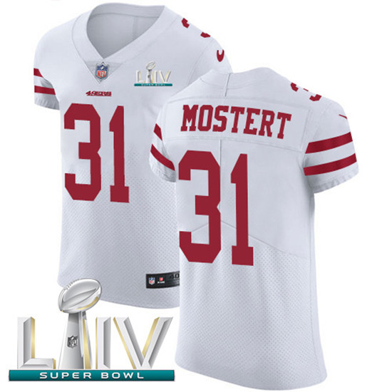 2020 Nike 49ers #31 Raheem Mostert White Super Bowl LIV Men's Stitched NFL New Elite Jersey