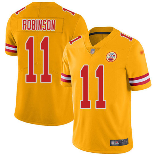 2020 Nike Chiefs #11 Demarcus Robinson Gold Men's Stitched NFL Limited Inverted Legend Jersey