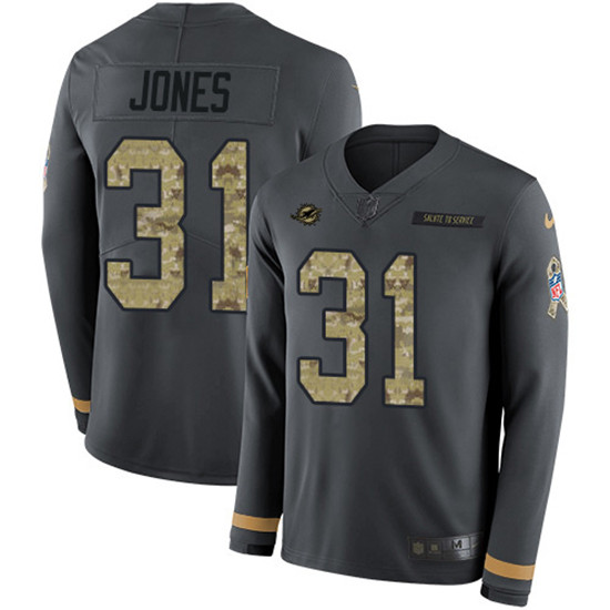 2020 Nike Dolphins #31 Byron Jones Anthracite Salute to Service Men's Stitched NFL Limited Therma Lo