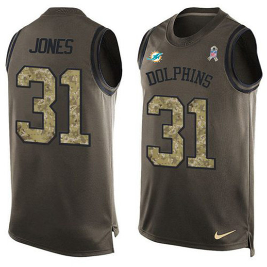 2020 Nike Dolphins #31 Byron Jones Green Men's Stitched NFL Limited Salute To Service Tank Top Jerse